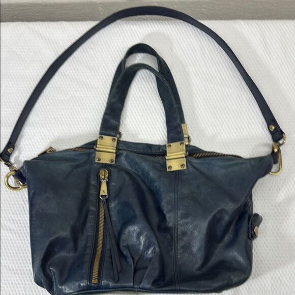 Vintage HOBO Derby Navy Blue Calf Skin Leather Handbag - Picture 1 of 14